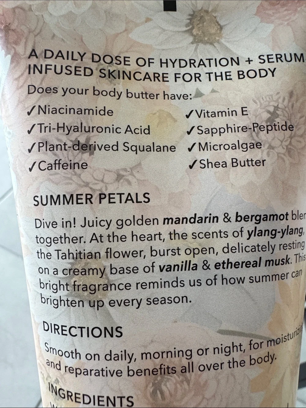 Nakery Beauty SkinToning Body Butter - Summer Petals NWT 300 ml